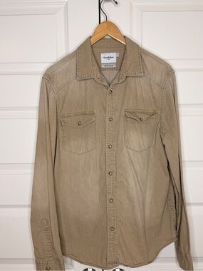 Goodfellow & Co Men's Western Tan snap Button-Down Utility Shirt